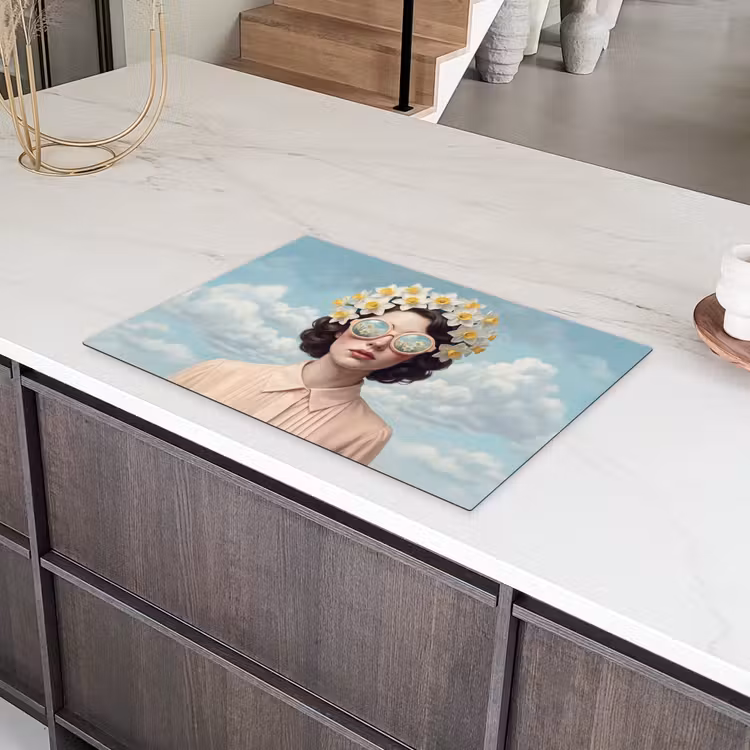 Vrouw - Narcissen - Geel Inductie beschermer vinyl 3mm klein -sfeer8