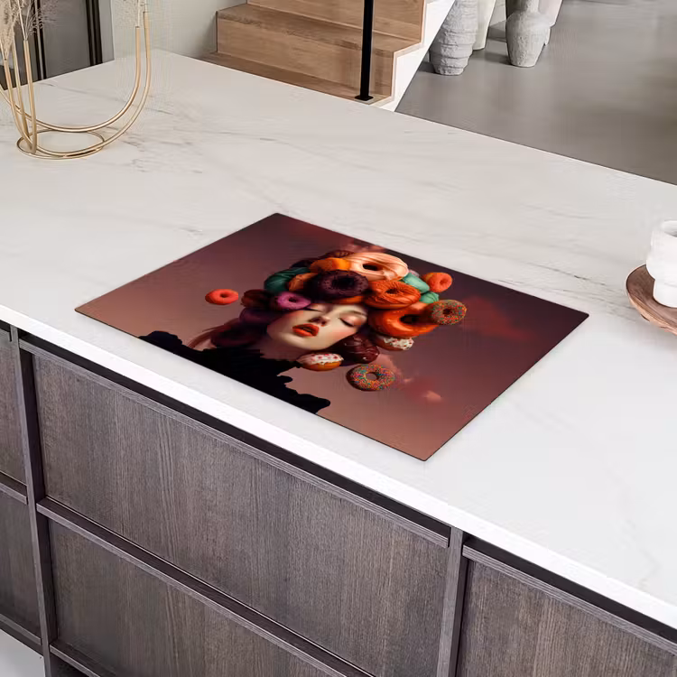Vrouw - Donuts - Kleurrijk Inductie beschermer vinyl 3mm klein -sfeer8