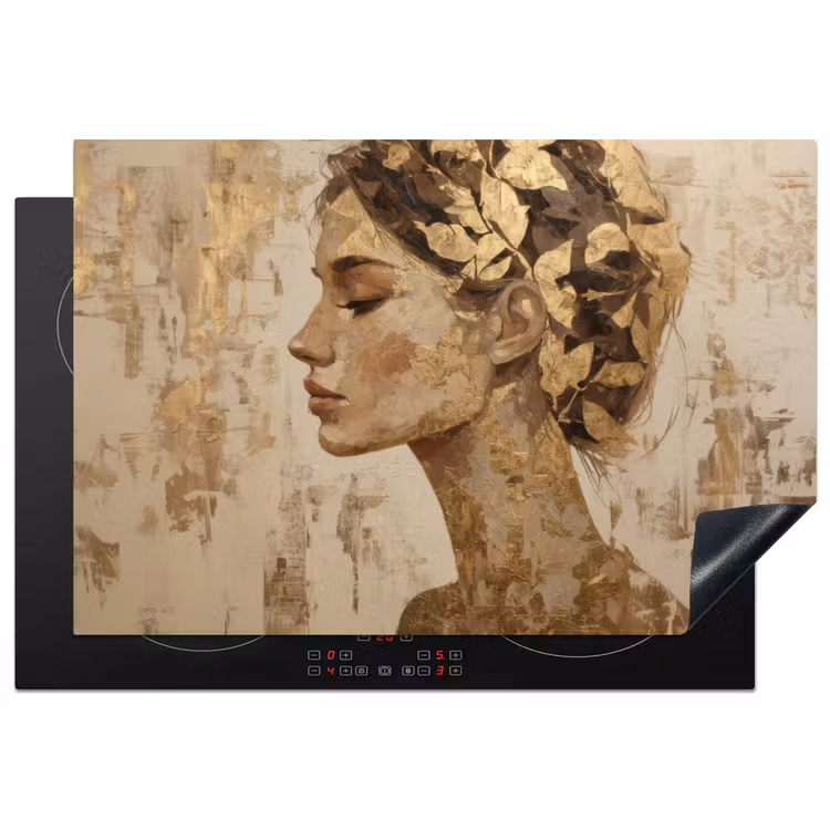 Vrouw - Goud - Abstract - Textuur Inductie beschermer vinyl 3mm klein -3d
