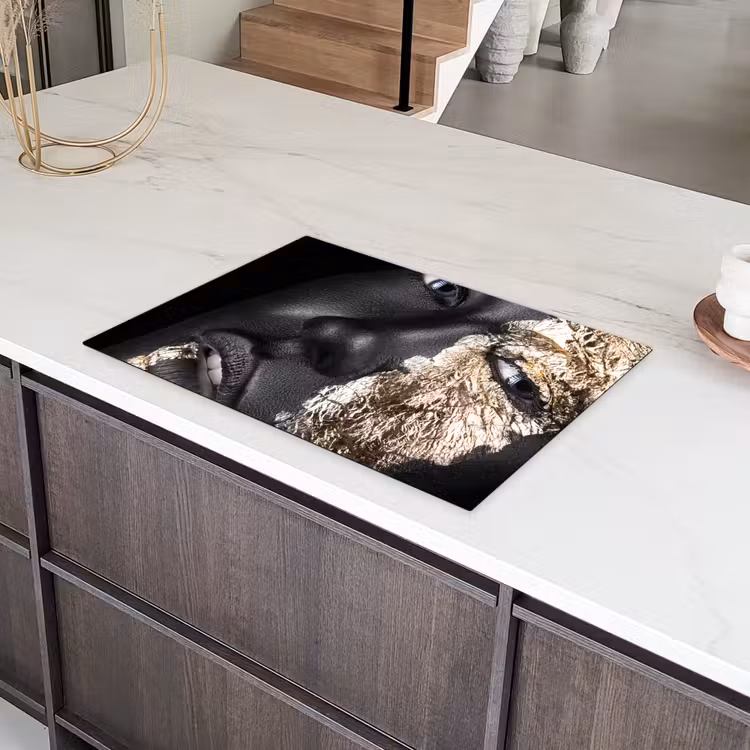 Vrouw - Goud - Zwart - Verf - Luxe Inductie beschermer vinyl 3mm klein -sfeer8