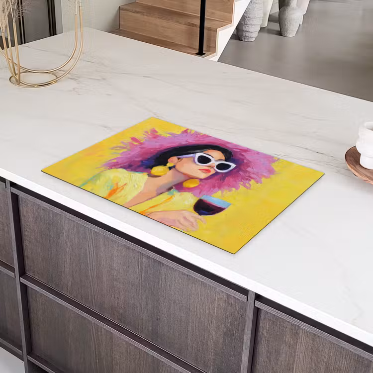 Vrouw - Hoed - Paars - Wijn Inductie beschermer vinyl 3mm klein -sfeer8