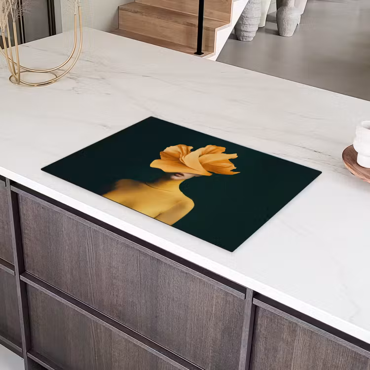 Vrouw - Hoed - Geel Inductie beschermer vinyl 3mm klein -sfeer8