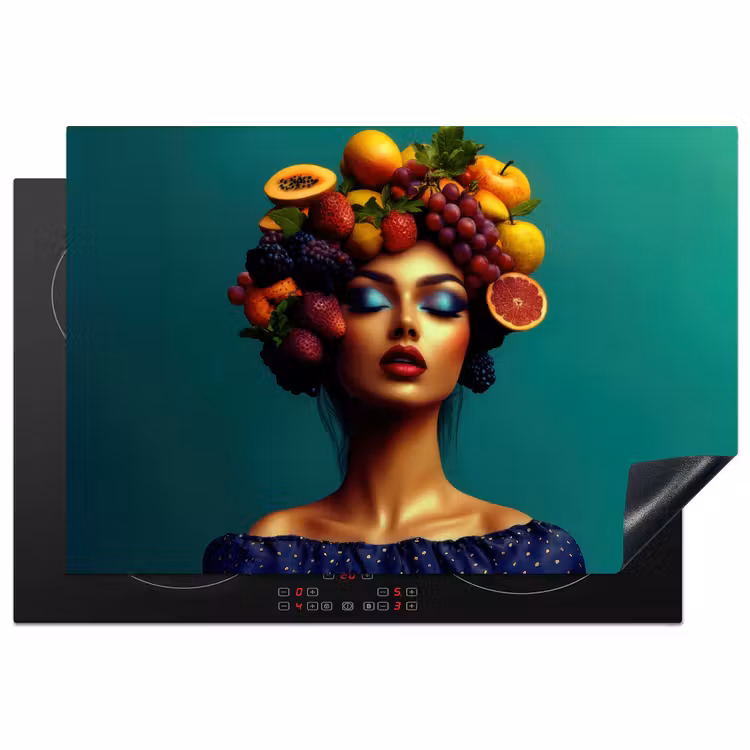 Vrouw - Hoodtooi - Tropisch - Fruit - Druiven Inductie beschermer vinyl 3mm klein -3d
