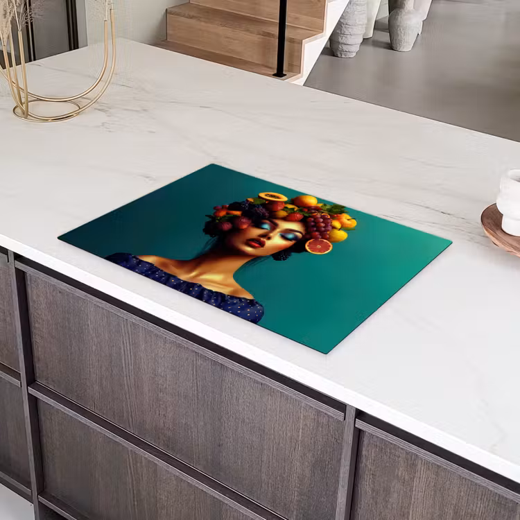 Vrouw - Hoodtooi - Tropisch - Fruit - Druiven Inductie beschermer vinyl 3mm klein -sfeer8