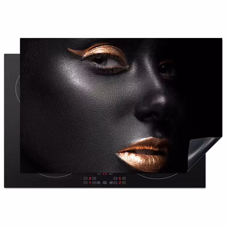 Vrouw - Make-up - Koper - Zwart Inductie beschermer vinyl 3mm klein -3d