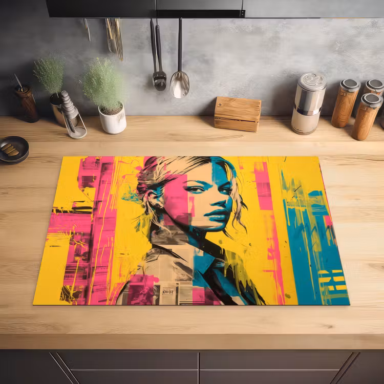 Vrouw - Verfstrepen - Gekleurd Inductie beschermer vinyl 3mm klein -sfeer5
