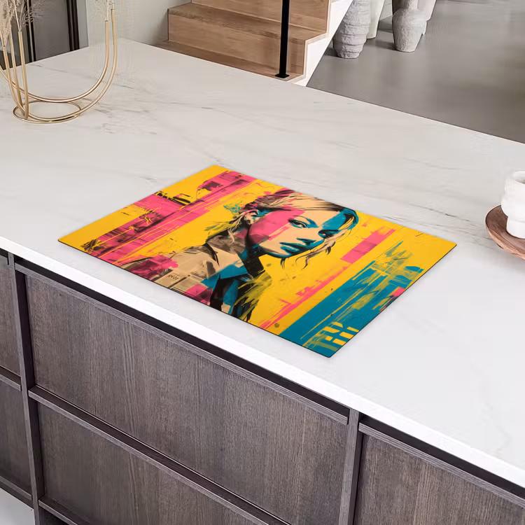 Vrouw - Verfstrepen - Gekleurd Inductie beschermer vinyl 3mm klein -sfeer8