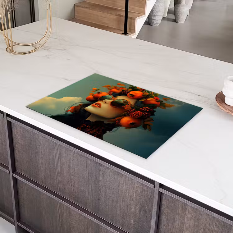 Vrouw - Granaatappel - Herfst - Zonnebril Inductie beschermer vinyl 3mm klein -sfeer8