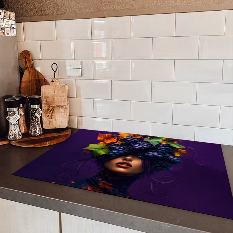 Vrouw - Paars - Druiven Inductie beschermer vinyl 3mm klein -sfeer3