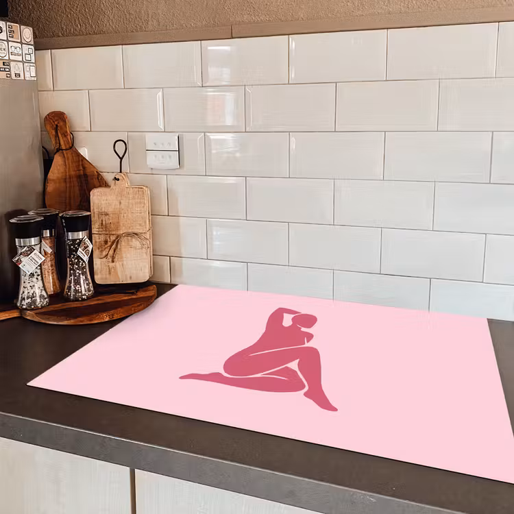 Vrouw - Silhouet - Abstract - Modern - Roze Inductie beschermer vinyl 3mm klein -sfeer3