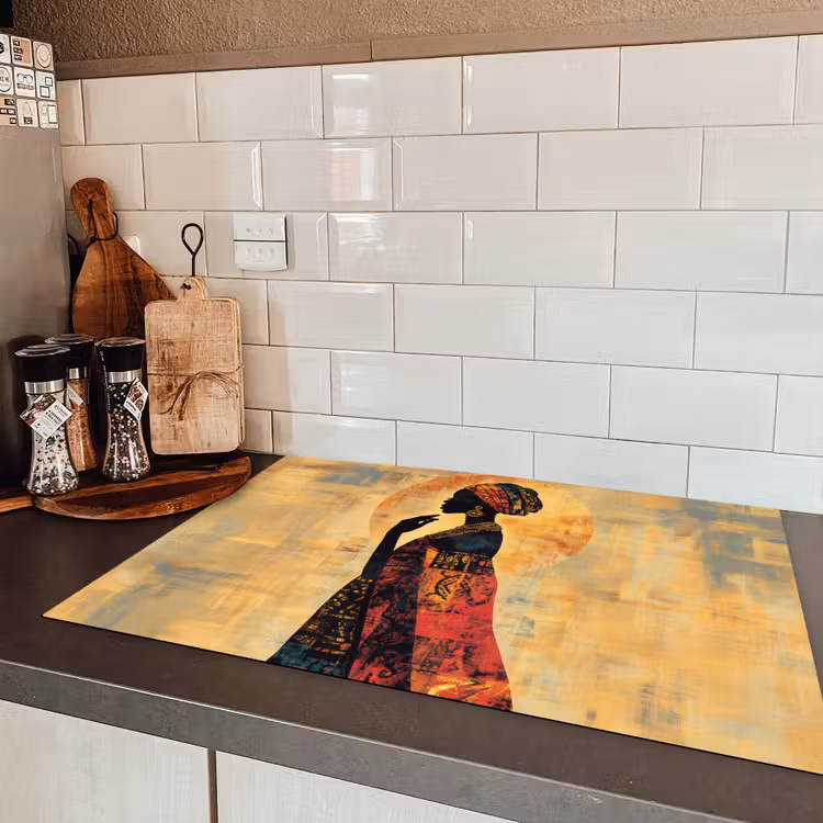 Vrouw - Silhouet - Patronen - Sierlijk Inductie beschermer vinyl 3mm klein -sfeer3