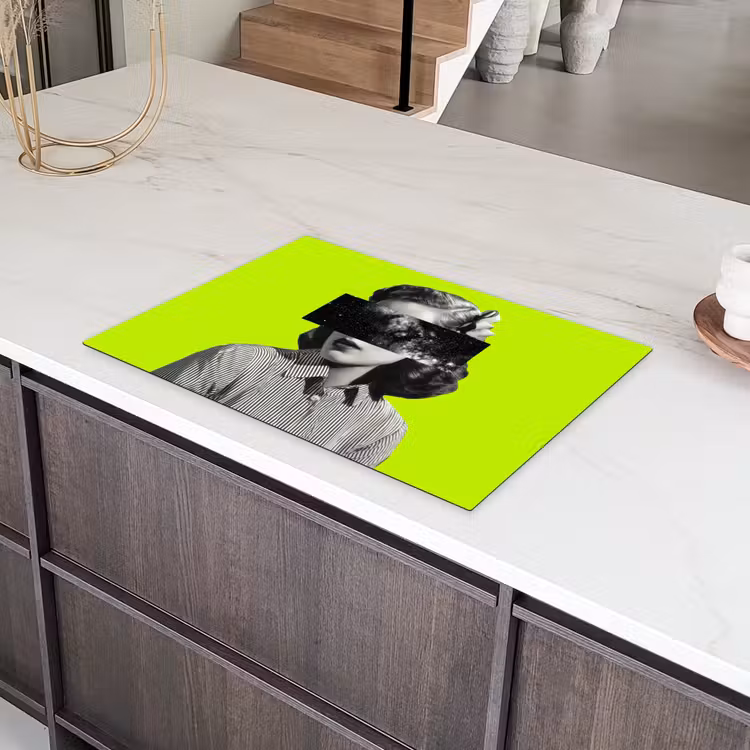 Vrouw - Sterrenhemel - Groen Inductie beschermer vinyl 3mm klein -sfeer8