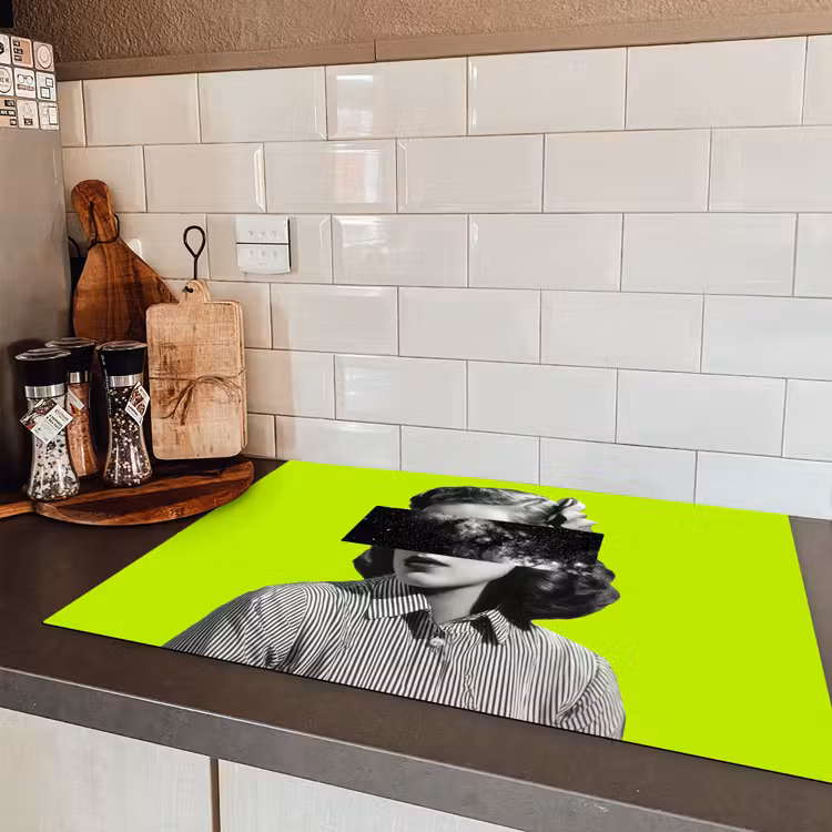 Vrouw - Sterrenhemel - Groen Inductie beschermer vinyl 3mm klein -sfeer3