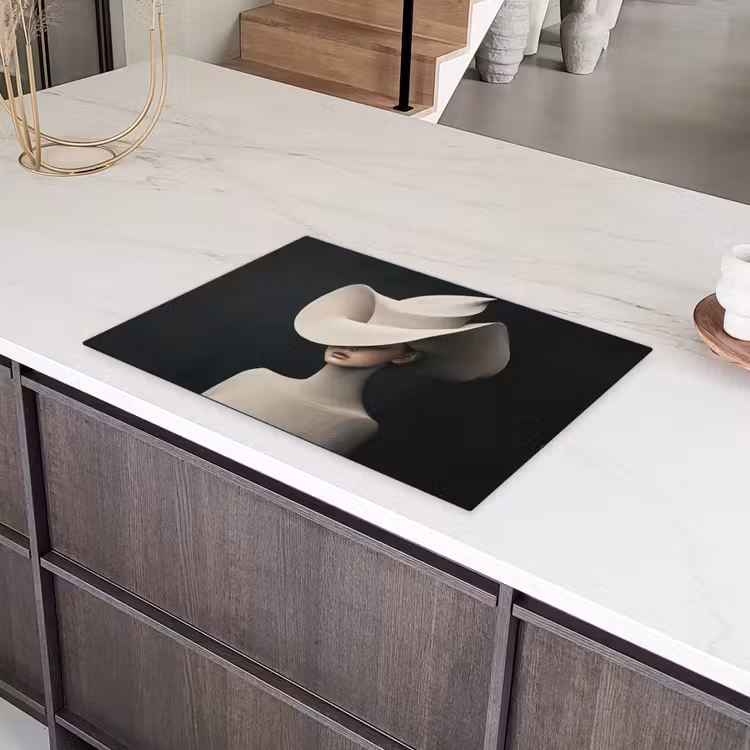 Vrouw - Golvende - Hoed Inductie beschermer vinyl 3mm klein -sfeer8