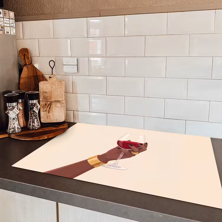 Vrouw - Wijn - Glas - Illustratie - Rood Inductie beschermer vinyl 3mm klein -sfeer3