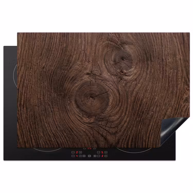 Houtnerf - Textuur - Patroon - Bruin - Rustiek Inductie beschermer vinyl 3mm klein -3d