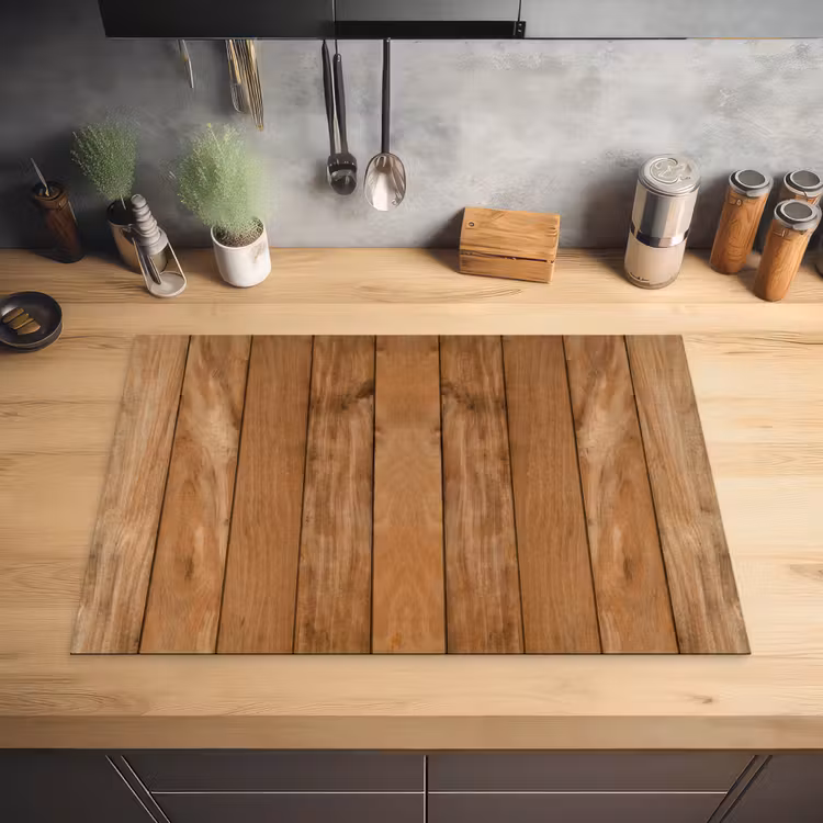 Hout - Naturel - Planken - Structuur Inductie beschermer vinyl 3mm klein -sfeer5