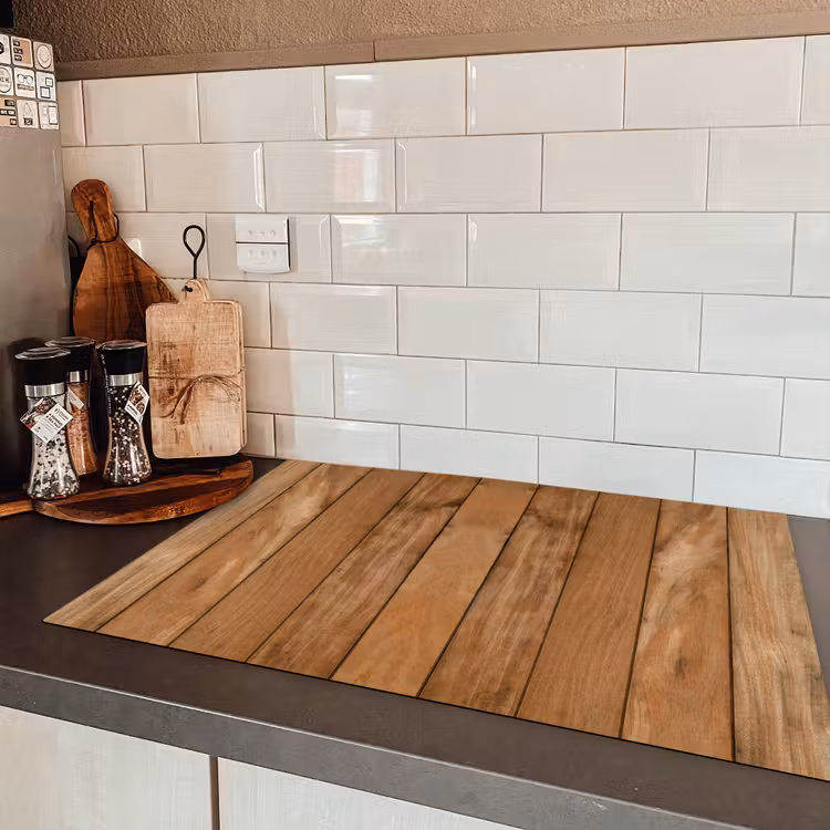Hout - Naturel - Planken - Structuur Inductie beschermer vinyl 3mm klein -sfeer3