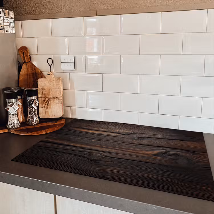 Hout - Grillige nerven Inductie beschermer vinyl 3mm klein -sfeer3