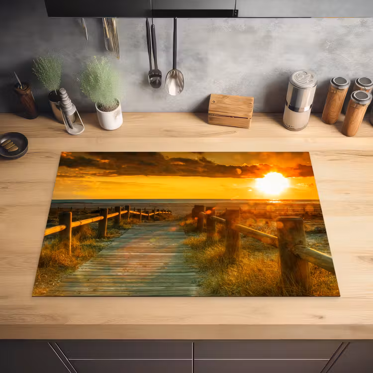 Houten Pad naar de Zonsondergang Inductie beschermer vinyl 3mm klein -sfeer5
