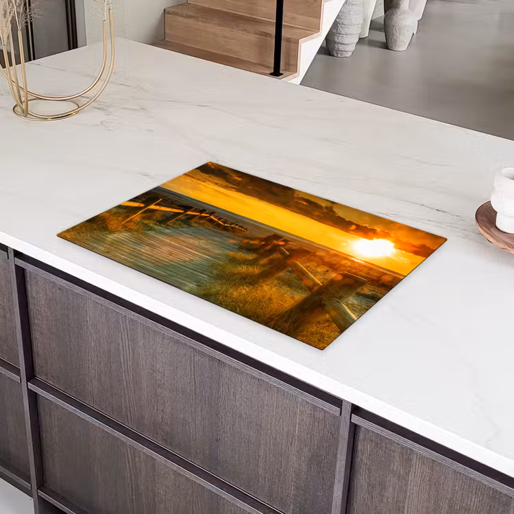 Houten Pad naar de Zonsondergang Inductie beschermer vinyl 3mm klein -sfeer8
