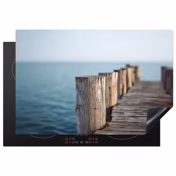 Houten steiger - Helderblauwe lucht Inductie beschermer vinyl 3mm klein -3d
