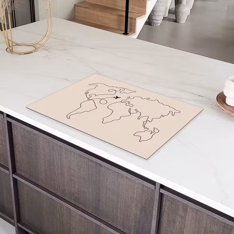 Wereldkaart - Simpel - Vliegtuig Inductie beschermer vinyl 3mm klein -sfeer8