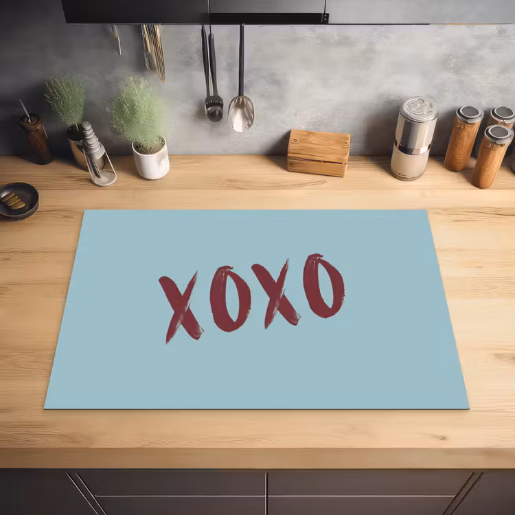 XOXO - Blauw - Rood Inductie beschermer vinyl 3mm klein -sfeer5