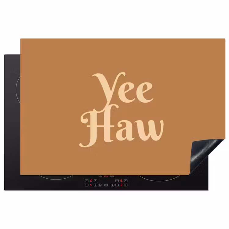 Yee haw - Bruin - Minimalistisch Inductie beschermer vinyl 3mm klein -3d
