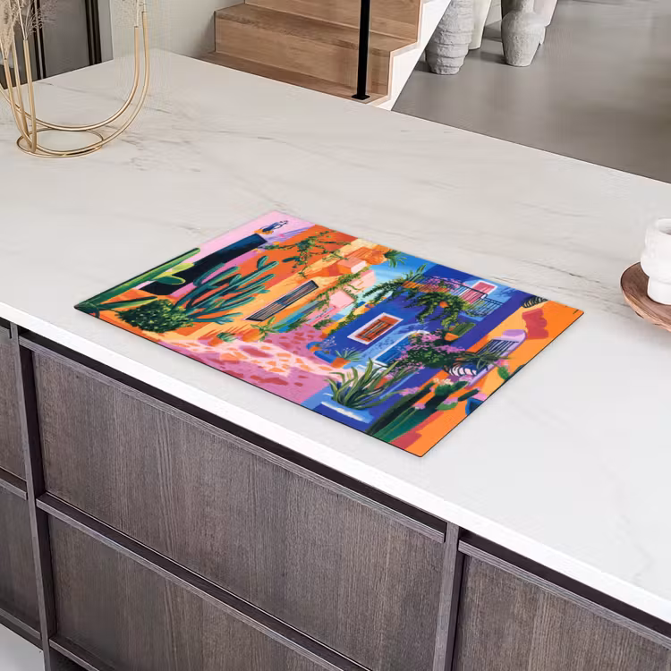 Geel - Blauw - Oranje - Huis Inductie beschermer vinyl 3mm klein -sfeer8