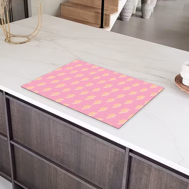 Geel - Bliksem - Roze Inductie beschermer vinyl 3mm klein 276 -sfeer8