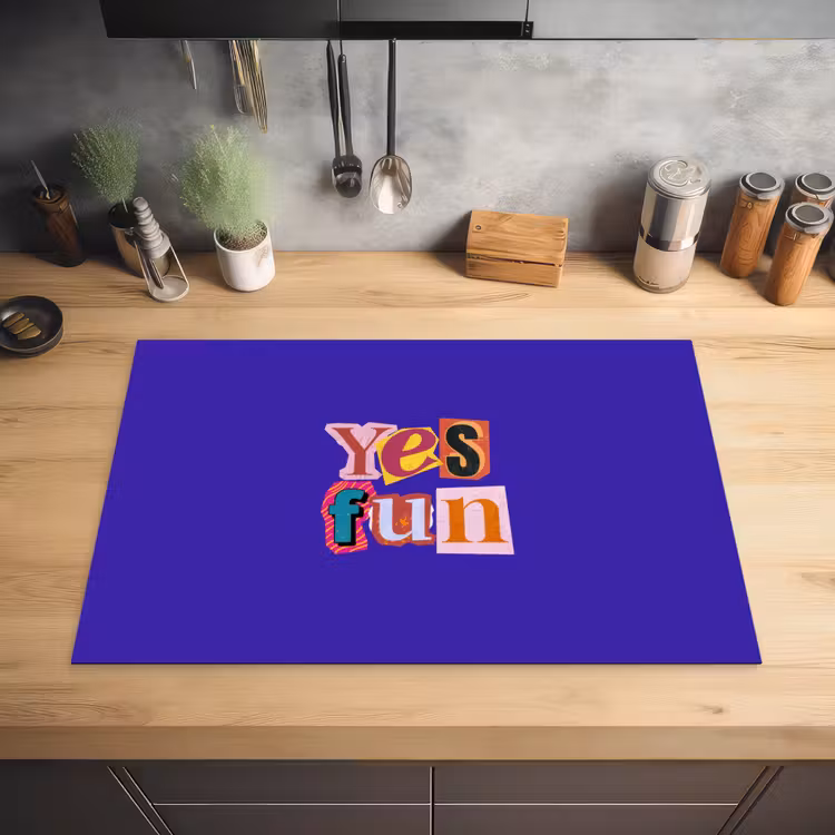 Yes fun - Kleurrijk - Collage-stijl Inductie beschermer vinyl 3mm klein -sfeer5