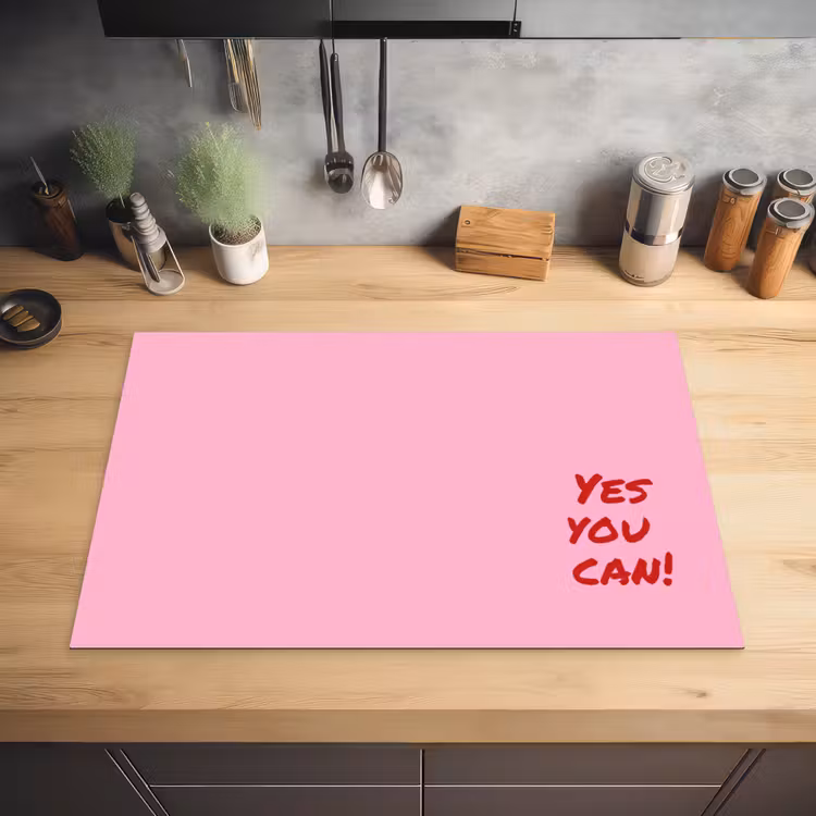 Yes you can do it - Rood - Roze Inductie beschermer vinyl 3mm klein -sfeer5