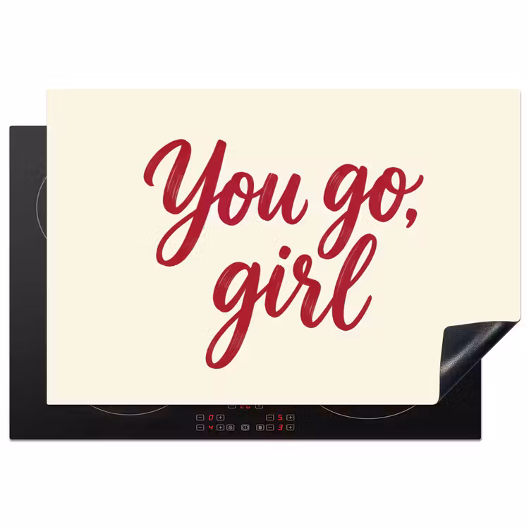 you go girl - Rood - Wit Inductie beschermer vinyl 3mm klein -3d