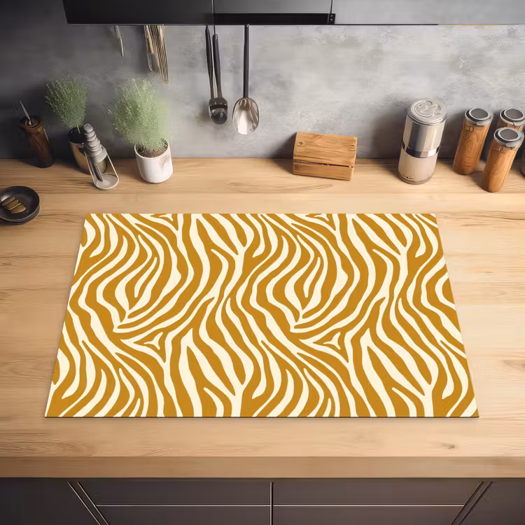 Zebra - Klassiek - Oker - Geel Inductie beschermer vinyl 3mm klein 276 -sfeer5