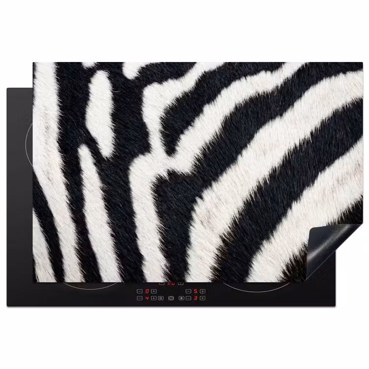 Zebra - Vacht - Klassiek - Zwart - Wit Inductie beschermer vinyl 3mm klein -3d