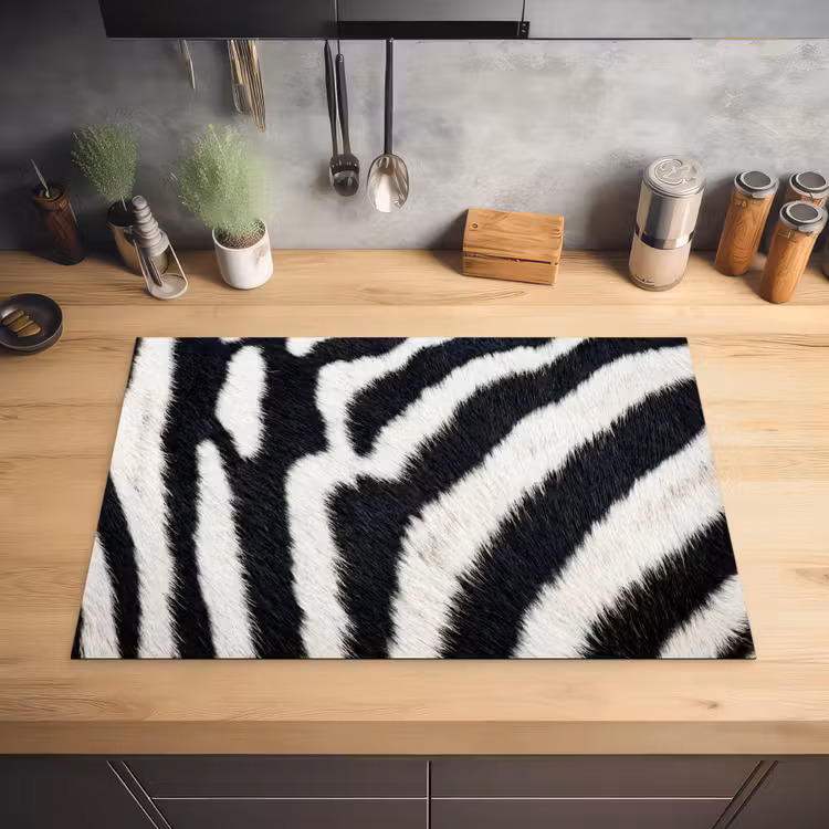 Zebra - Vacht - Klassiek - Zwart - Wit Inductie beschermer vinyl 3mm klein -sfeer5