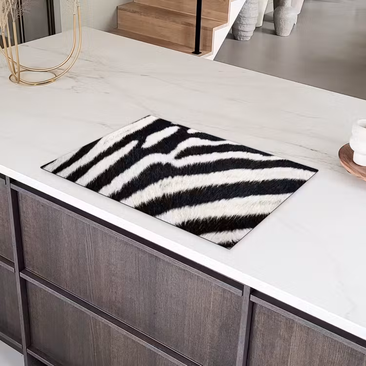Zebra - Vacht - Klassiek - Zwart - Wit Inductie beschermer vinyl 3mm klein -sfeer8