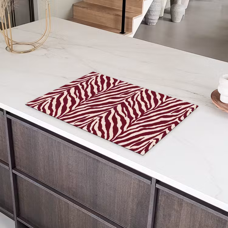 Zebra - Motief - Bordeaux - Rood Inductie beschermer vinyl 3mm klein 276 -sfeer8