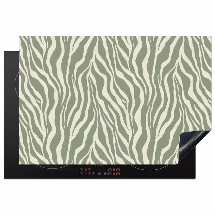 Zebra - Motief - Groen Inductie beschermer vinyl 3mm klein 276 -3d