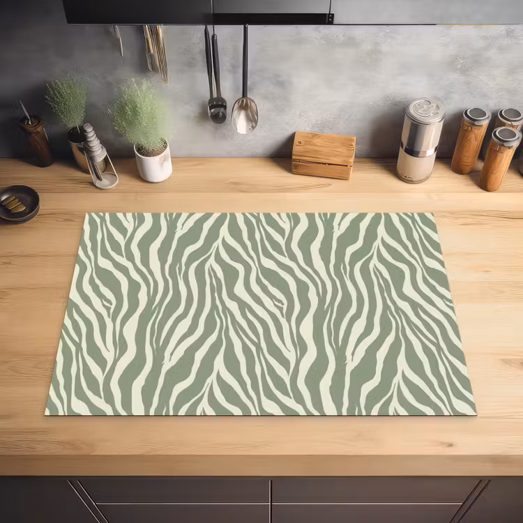 Zebra - Motief - Groen Inductie beschermer vinyl 3mm klein 276 -sfeer5