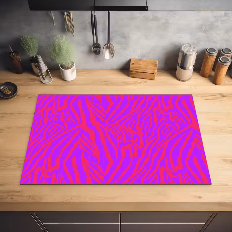 Zebra - Neon - Roze - Paars Inductie beschermer vinyl 3mm klein 276 -sfeer5