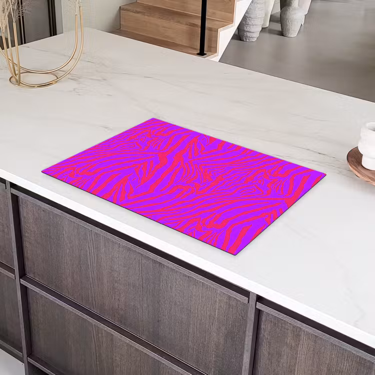 Zebra - Neon - Roze - Paars Inductie beschermer vinyl 3mm klein 276 -sfeer8