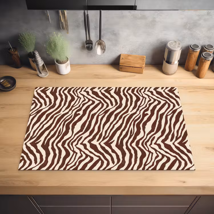 Zebra - Patroon - Zwart - Wit Inductie beschermer vinyl 3mm klein 276 -sfeer5