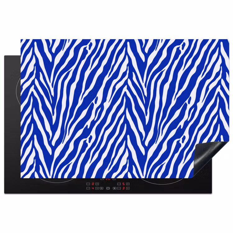 Zebra - Patroon - Kobalt - Blauw Inductie beschermer vinyl 3mm klein 276 -3d