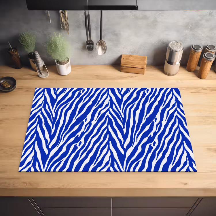 Zebra - Patroon - Kobalt - Blauw Inductie beschermer vinyl 3mm klein 276 -sfeer5