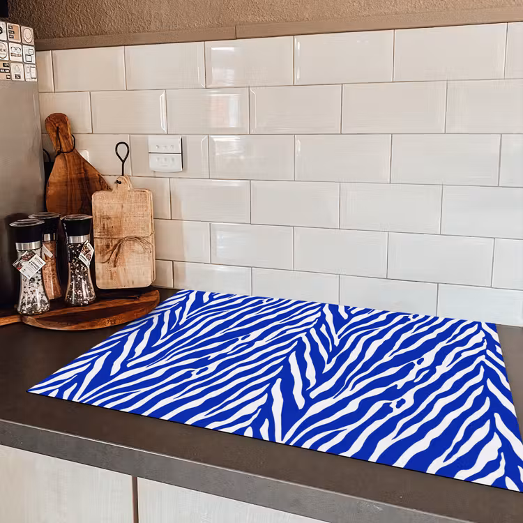 Zebra - Patroon - Kobalt - Blauw Inductie beschermer vinyl 3mm klein 276 -sfeer3