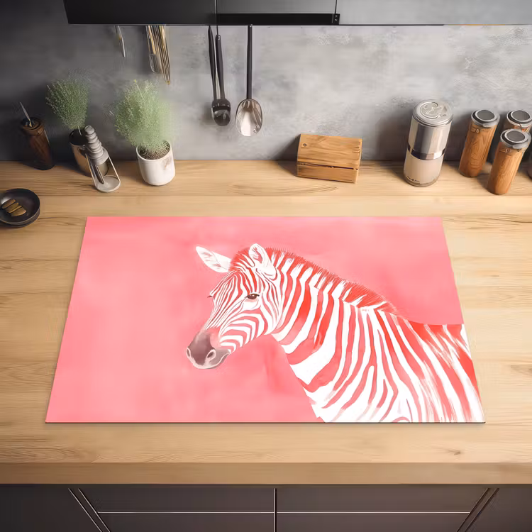 Zebra - Pink - Verf Inductie beschermer vinyl 3mm klein -sfeer5
