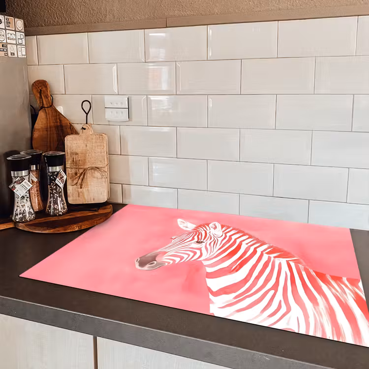 Zebra - Pink - Verf Inductie beschermer vinyl 3mm klein -sfeer3