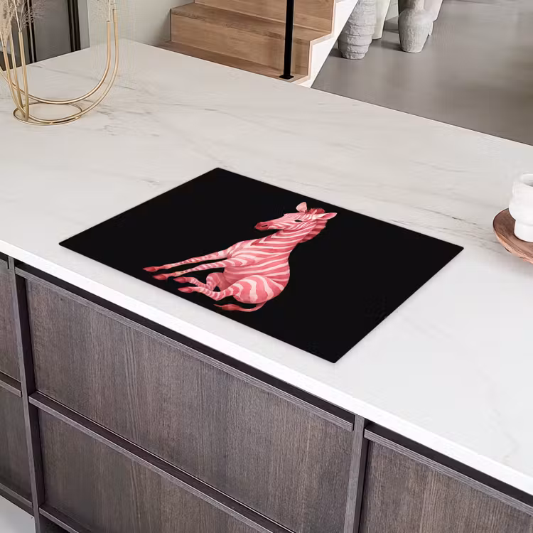 Zebra - Roze - Gestreept Inductie beschermer vinyl 3mm klein -sfeer8